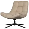 Drehsessel Maudi aus Webstoff, modern und gepolstert, natur, mit schwarzem Mittelfuß