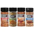 Weber Seasoning Variety 4 Flavor Pack - Kickn Chicken - Roasted Garlic & Herbs - Chicago Steak - Gourmet Burger - All Natural Shake-on Bundle
