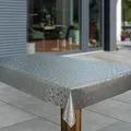 laro Wachstuch-Tischdecke Abwaschbar Garten-Tischdecke Wachstischdecke PVC Plastik-Tischdecken Eckig Meterware Wasserabweisend Abwischbar, Muster:Geprägt Relief Ornament Grau, Größe:80x80