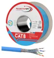 Cat.8 Netzwerkkabel Verlegekabel 2000 MHz S/FTP 100 m Spule PIMF Blau