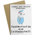 Mr. & Mrs. Panda Grußkarte Handwerkerin Leidenschaft - Weiß - Geschenk, Handwerksbetrieb, Grußka, Edler Umschlag weiß
