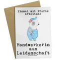 Mr. & Mrs. Panda Beileidskarte Handwerkerin Leidenschaft - Geschenk, Grußkarten, einladungskarten, weihnachtskarten, Werkstatt, Witzig, glückwunschkarten, Spruch, Lustig, Gesellenprüfung, babykarte