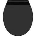 Schütte WC-Sitz Slim Black 82710, oval, aus Duroplast, mit Absenkautomatik & Edelstahlscharnier, abnehmbar, schwarz