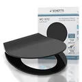 SCHÜTTE SLIM BLACK WC-Sitz, Duroplast Toilettensitz mit Absenkautomatik, Toilettendeckel mit Schnellverschluss für einfache Reinigung, Klobrille passend für alle handelsüblichen WC-Becken, schwarz