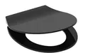 WC-Sitz schwarz, Slim, Duroplast Toilettensitz mit Absenkautomatik