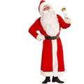 W WIDMANN MILANO Party Fashion - Kostüm Weihnachtsmann aus Samt, Mantel mit Kapuze und Gürtel, Santa Claus, Weihnachtskostüm