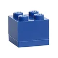 Lego Box 4, Mini Lego Box mit 4 Knöpfen, Snack Box, Blau, 4,6 x 4,6 x 4,3 cm