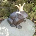 Froschkönig Frosch Gusseisen Krone Gartendekoration Landhaus Kröte Garten TT04