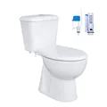 Belvit Stand-WC mit Bodenabgang senkrecht, Keramik-Aufsatzspülkasten, Softclose WC-Sitz, Zwei-Mengen-Spülung, Maße 67x39x38 cm, Weiß, bodenstehend, inklusive Spülventil, Komplettset