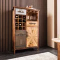 Massivholz Barschrank ATELIER - 120cm - natur schwarz - Pinie Metall - Vintage