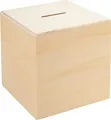 VBS Spardose Würfel Holz 10x10x10 cm unbehandelt Sparbüchse Holzwürfel Geldbox Holzkiste