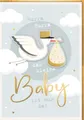 Verlag Dominique A4 Maxi Glückwunschkarte zur Geburt Baby Storch fliegt mit Sack - mit Umschlag