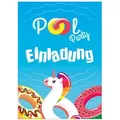 LIMONIA Einladungskarten Pool Party Einladungen zum Kindergeburtstag Karten Schwimmbad Einhorn, Einladungskarten Pool Party zum Geburtstag See Bad Schwimmring