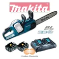 Makita Akku Kettensäge DUC353Z 2x18V 35cm DUC 353 + 2 Akkus 5,0 Ah + Doppellader