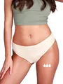 Taynie Periodenslip Brazilian - Periodenunterwäsche leichte Blutung - Damen Auslaufsichere Periodenunterwäsche / Periodenslip aus Bio Baumwolle, Beige