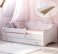 Kids Collective Kinderbett Mädchen Jugendbett 80x160 cm mit Matratze Rausfallschutz & Schublade | Prinzessin Kinder Sofa Couch Bett umbaubar rosa weiß | von 3. bis 10. Lebensjahr