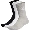 adidas Unisex Socken, 3er Pack - Cushioned Crew, Logo, gepolstert, einfarbig Schwarz/Grau/Weiß 37-39