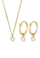Elli Premium Schmuckset Kette Creolen Mondstein Stein 925 Silber, Kreis