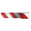 Absperrband 75mm, 250m, weiss/ rot Rolle, Papierschachtel für Abwickeln
