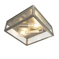 Qazqa Modern außen Deckenleuchte, Deckenlampe für den Garten - Rotterdam - Silber Farbe, max. 60W, Geeignet für LED, 28cm, IP23, Quadratisch, 2-flammig