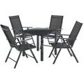 Juskys Aluminium Gartengarnitur Milano 5 Teilig mit Tisch und 4 Stühlen Dunkelgrau