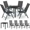 Aluminium Gartengarnitur Milano - Gartenmöbel Set Mit Tisch Und 4 Stühlen – Dunkel-grau Mit Schwarzer Kunstfaser - Alu Sitzgruppe Balkonmöbel - Juskys
