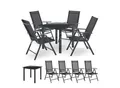 Juskys Aluminium Gartengarnitur Milano Gartenmöbel Set mit Tisch und 4 Stühlen Dunkel-Grau