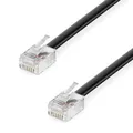 deleyCON 10m Telefonkabel - RJ11 Modularkabel 6P4C Westernkabel - 2x RJ11 Stecker mit Flachkabel für Telefondose Modem Router Fax ISDN DSL VDSL Internet Schwarz