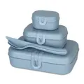 Koziol Lunchbos Set PASCAL READY inkl. Besteck, 4-teilig 7168716 , 1 Set, Farbe: blau