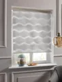 Doppelrollo "Wellen", Lichtschutz, ohne Bohren, freihängend, Fixmaß, Klemmträger silbergrau 130 cm