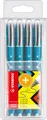 STABILO worker+ medium NatureCOLORS Wildflower Tintenroller preußischblau, burgunderrot, grauviolett, rouge 0,5 mm, Schreibfarbe: blau, 4 St