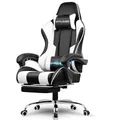 GTPLAYER Gaming Stuhl Bürostuhl Schreibtischstuhl Gamer Stuhl Drehstuhl Ergonomisches PC Stuhl Multi-Funktion E-Sports Chefsessel (Schwarz-weiß)