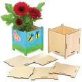 Baker Ross AT883 Holz Blumentopf Bastelset, 4er-Pack, kreative Bastelsets für Kinder zum Bemalen