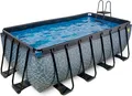 EXIT Stone Rahmenpool 400x200x122cm, Aufstellpool, mit Sandfilteranlage, Rechteckig, Grau