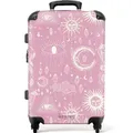 NoBoringSuitcases.com© Hartschalen-Trolley Lila mit böhmischem Muster 67 cm - 72 L, 4 Rollen, Hartschalenkoffer Mittel Groß für 20kg, Frauen Reisekoffer Trolley bunt|lila 43 cm x 67 cm x 25 cm