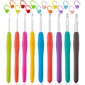 Häkelnadeln Set 9 Stück ergonomisch Gummi Mehrfarben Häkelnadel Zubehör