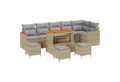 vidaXL Loungesofa 10-teiliges Garten Sofa Set mit Kissen Beige Poly Rattan, 10 Teile