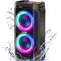 W-KING 240W Max Bluetooth Lautsprecher, 115dB Tiefer Bass, 2×13,5 cm Subwoofer, IPX6 Wasserdicht, Kabellose Boombox, Party, Mic & Gitarren-Eingang, RGB Lichter, Echo, EQ, TF, AUX – Outdoor & Heim