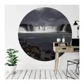 K&L Wall Art Fototapete Fototapete Cuadrado Gods of Water Wasserfall Vliestapete Rund Vintage Deko, Wassergott Tapete grau 1.88 m x 1.88 m