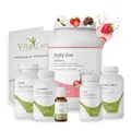 VitaCare 21-Tage Stoffwechsel-Kur Erdbeere, 7-teiliges Komplettpaket für HCG-Diät mit Proteinshake, MSM, Multivitamin, Omega 3 plus, OPC & Globuli