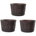 Jinfa Pflanzkübel aus Kunststoff Miniteich Weinfassoptik Blumenöpfe, 1, 3, 6 Stück (3 St)