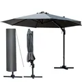 BRAST® Alu Sonnenschirm Ampelschirm | Ø360cm Grau | Schützhülle | viele Modelle | UV-Schutz 80+ | wasserabweisend | drehbar schwenkbar & höhenverstellbar