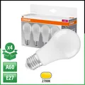 OSRAM 4x LED Leuchtmittel E27 A60 10W = 75W 1055lm 2700K Warmweiß 150° BASE