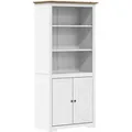 vidaXL Bücherregal BODO Weiß und Braun 82x40x173 cm Massivholz Kiefer