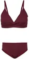 Aquarti Mädchen Bikini Set Bustier Bikinislip Zweiteiliger Badeanzug, Farbe: 039 Jacquard Punkte Rot Braun, Größe: 158