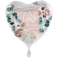 Folienballon - Herz mit Engelsflügeln "Zur Taufe die besten Wünsche" premioloon 43cm/17inch