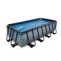 EXIT Toys Aufstellpool Rechteckig 400 x 200 x 100 cm mit Sandfilterpumpe – Extra Tiefer Pool für Familien – Stahlrahmenpool – TÜV, CE und EN 16582 – Stone – Grau