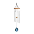 Sonic Energy Blue Agate Meditation Chime – 73 cm, Silber – Windspiel mit 6 Klangstäben, 432 Hz – Dekoration für Haus, Studio, Garten (BAMC29S)