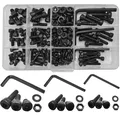 219 Stück M6/M5/M4 Schrauben Muttern Set, 12,9 Gerade Sechskantschrauben Kohlenstoffstahl Sechskopf Knopf Schrauben Muttern und Unterlegscheiben Sortiment Kit