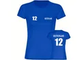 multifanshop Damen T-Shirt - Deutschland - Trikot Nummer 12 - Druck weiß - Frauen